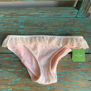 NWT $75 Kate Spade Ruffle Crochet Cream Bikini Bottoms Bohemian Size Small